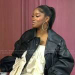 Keke’s black oversized moto jacket on Today