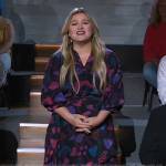 Kelly’s black mushroom print dress on The Kelly Clarkson Show
