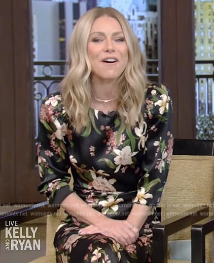 Kelly’s black floral dress on Live with Kelly and Ryan