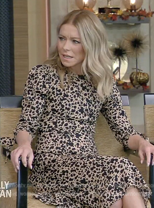 Kelly’s beige spotted dress on Live with Kelly and Ryan