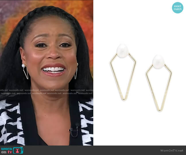 Kendra Scott 14K Goldplated & Baroque Pearl Earrings worn by Sheinelle Jones on Today
