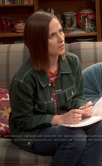 Kimberly’s green denim jacket on The Sex Lives of College Girls