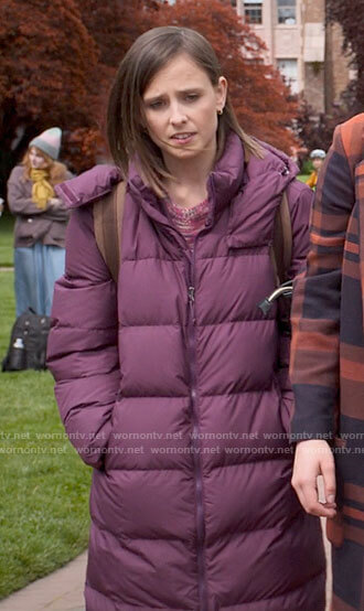 Kimberly’s purple parka on The Sex Lives of College Girls