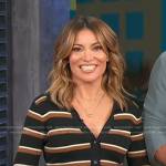 Kit’s black striped cardigan on Access Hollywood