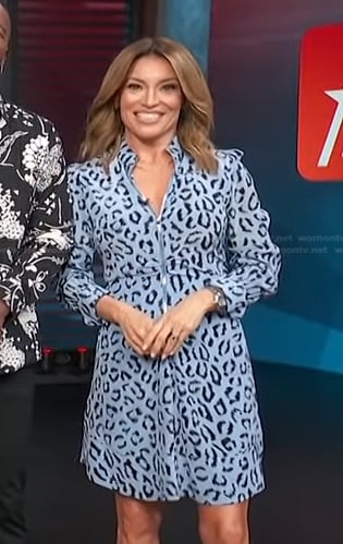 Kit’s blue leopard print dress on Access Hollywood