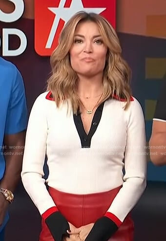 kit’s white contrast trim polo top on Access Hollywood