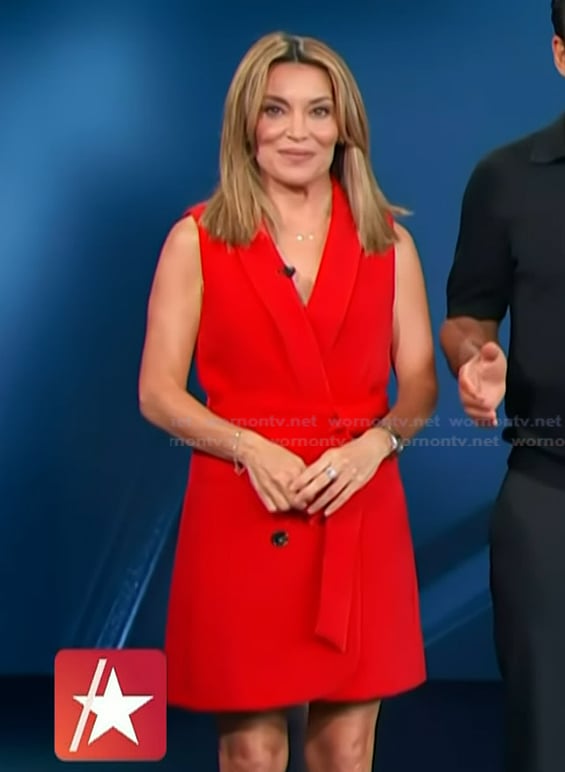 Kit’s red sleeveless blazer dress on Access Hollywood