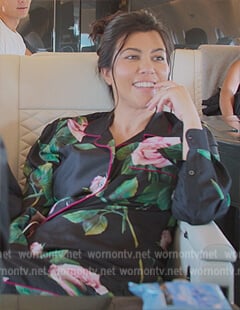 Kourtney’s black rose print pajamas on The Kardashians