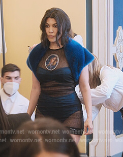 Kourtney’s blue fur crop top on The Kardashians