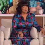 Kym Whitley’s satin geometric print wrap dress on The Talk
