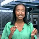 Lalee’s green v-neck dress on Good Morning America