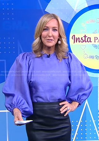 Lara’s lilac balloon sleeve top on Good Morning America