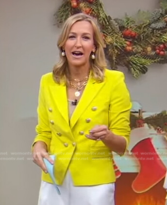 Lara’s yellow double breasted blazer on Good Morning America