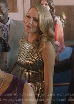 Laura’s metallic pleated dress on All American