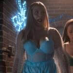 Leighton’s light blue lace corset bra and shorts on The Sex Lives of College Girls