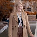 Leighton’s long camel coat on The Sex Lives of College Girls