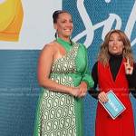 Jené Luciani’s green geometric asymmetric dress on Access Hollywood