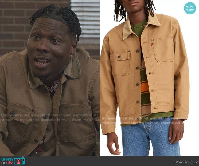 Levis Stock Trucker Jacket worn by Cam Watkin (Mitchell Edwards) on All American Homecoming