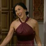 Li’s burgundy satin dress on The Bold and the Beautiful
