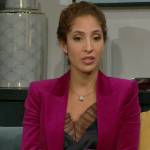 Lily’s black mesh-trim cami and pink blazer on The Young and the Restless