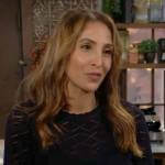 Lily’s navy pointelle knit sweater on The Young and the Restless