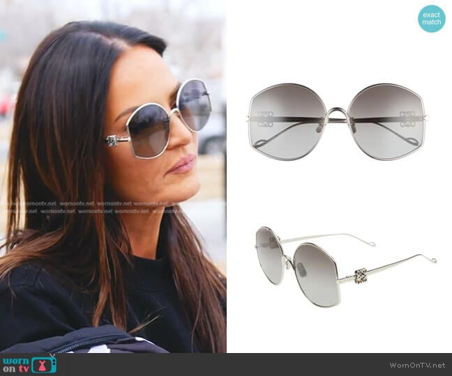 Loewe 60mm Round Sunglasses in Shiny Palladium / Gradient worn by Lisa Barlow on The Real Housewives of Salt Lake City