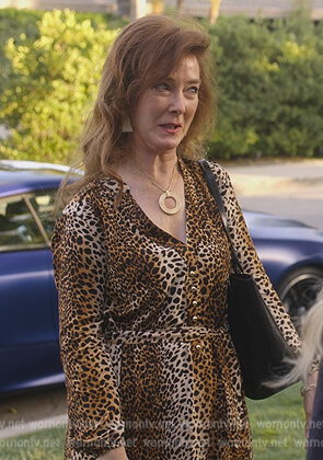 Lorna’s leopard print maxi dress on Dead to Me