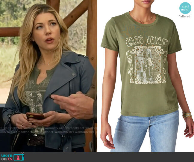 Lucky Brand Janis Joplin Embellished Graphic Tee worn by Jenny Hoyt (Katheryn Winnick) on Big Sky