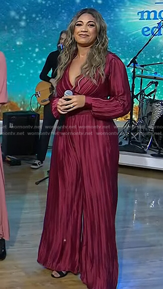 Madeline Edwards’s red cropped top and pants on Today