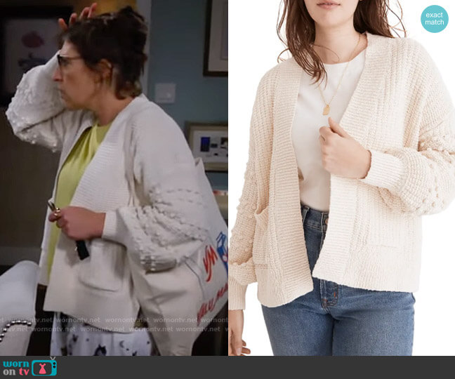 Madewell Bobble Cardigan Sweater worn by Kat Silver (Mayim Bialik) on Call Me Kat