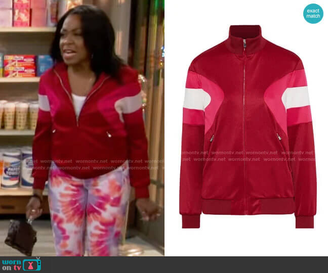Maje Color-Block Stretch-Knit Track Jacket worn by Tina Butler (Tichina Arnold) on The Neighborhood