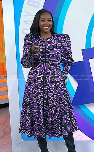 Makho’s black and purple printed dress on Today