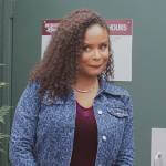 Mama Mays blue leopard print denim jacket on All American Homecoming