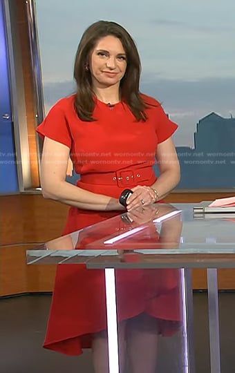 Maria’s red belted flare dress on Today