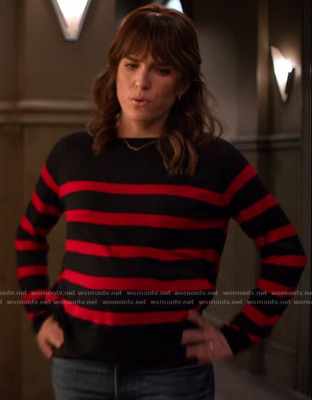 Marina’s blue stripe sweater on Home Economics