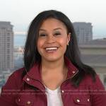 Meagan’s red field jacket on Today