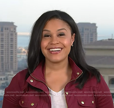 Meagan’s red field jacket on Today
