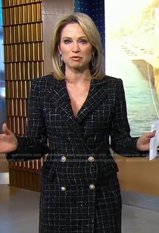 Amy’s black plaid blazer dress on Good Morning America