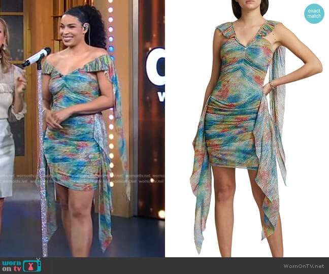 Mia Vesper Angel Wing Ruched Minidress worn by Jordin Sparks on Good Morning America