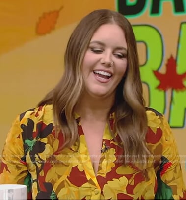 Monica’s mixed floral print dress on Live with Kelly and Ryan