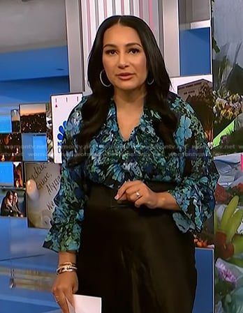 Morgan’s blue floral ruffled blouse on NBC News Daily