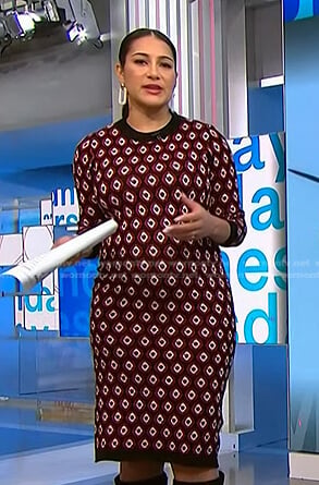 Morgan’s black printed knit dress on NBC News Daily