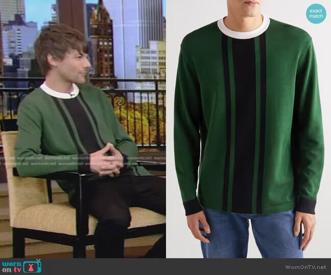 Mr P. Striped Cotton and Lyocell-Blend Sweater worn by Louis Tomlinson on Live with Kelly and Mark