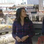 Nancy Chen’s blue and red checked shirtdress on CBS Mornings