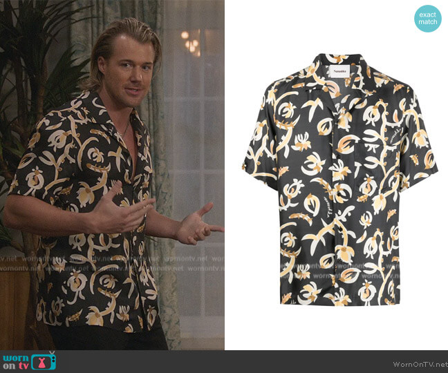 Nanushka Camp abstract-print shirt worn by JJ Parker (Hunter Clowdus) on All American