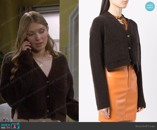Nanushka Melina Cropped Cardigan worn by Alice Caroline Horton (Lindsay Arnold) on Days of our Lives