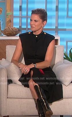 Natalie’s black dress with button shoulders on The Talk