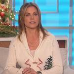 Natalie’s white ski print cardigan on The Talk