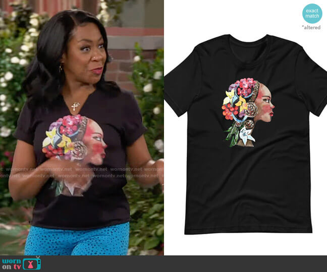 Natural As I Am Flower Lady T-shirt worn by Tina Butler (Tichina Arnold) on The Neighborhood