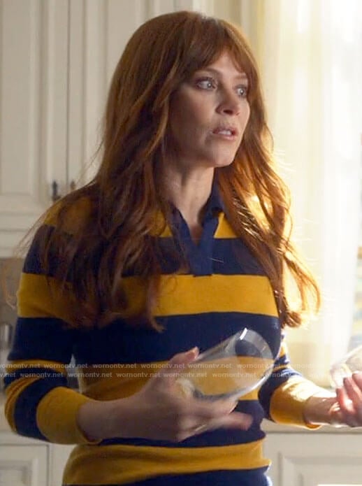 Nicky’s yellow striped polo sweater on Monarch